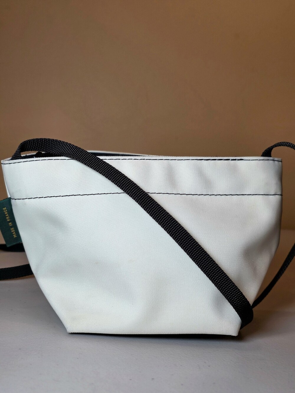 FREE HERVE CHAPELIER Small White Crossbody Tote with Black Strap